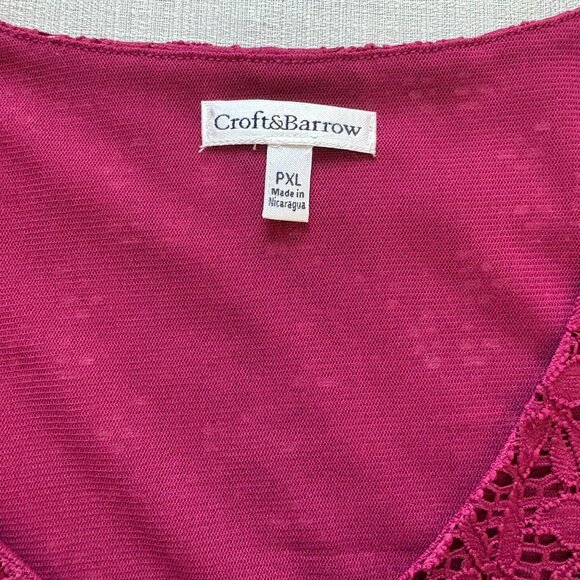 NWT Croft & Barrow Sleeveless Burgundy Lace Tank Top V-Neck Lightweight Size PXL - Picture 8 of 8